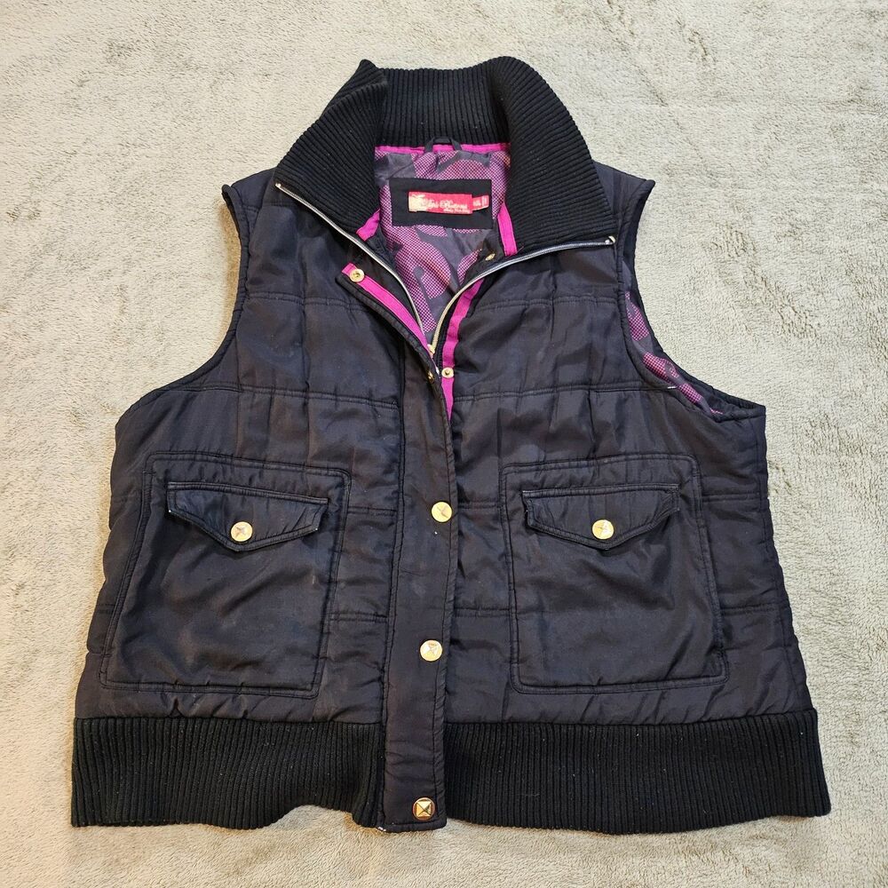 Apple Bottoms Vintage Y2K Puffer Vest Women’s 3X Black Zip Snap Streetwear